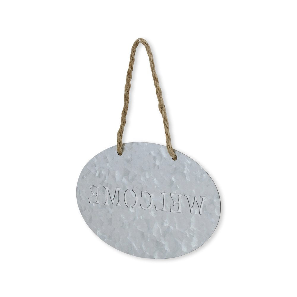 5" X 8" Gray Handcrafted Welcome Galvanized Metal Wall Decor