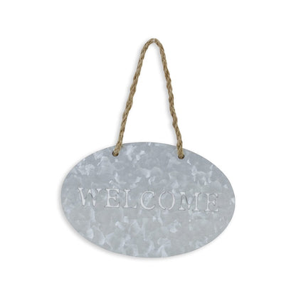 5" X 8" Gray Handcrafted Welcome Galvanized Metal Wall Decor