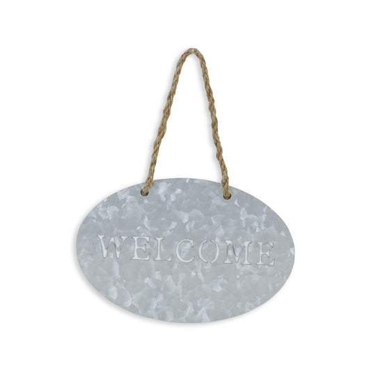 5" X 8" Gray Handcrafted Welcome Galvanized Metal Wall Decor