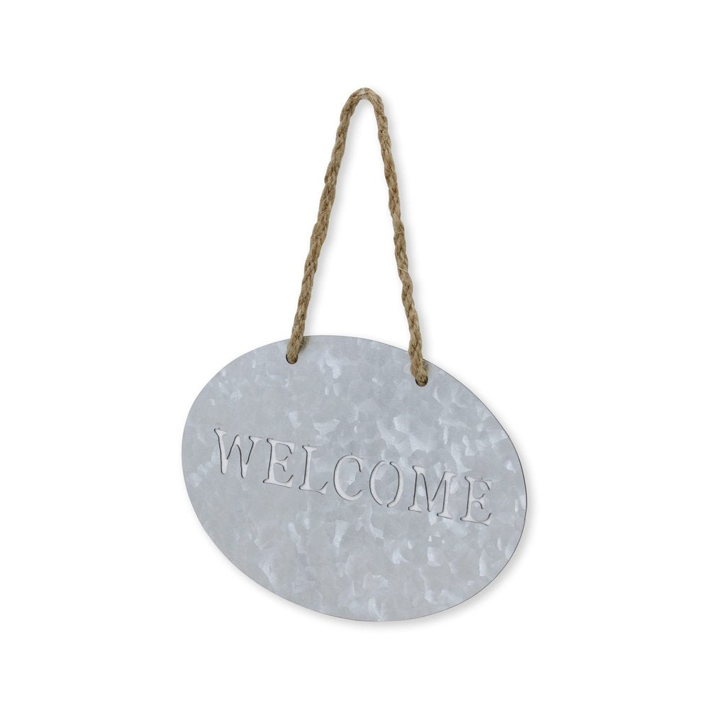 5" X 8" Gray Handcrafted Welcome Galvanized Metal Wall Decor
