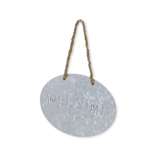 5" X 8" Gray Handcrafted Welcome Galvanized Metal Wall Decor