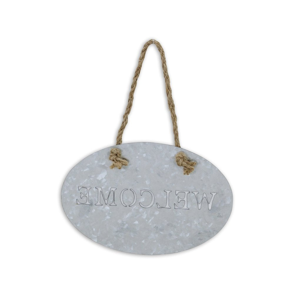 5" X 8" Gray Handcrafted Welcome Galvanized Metal Wall Decor