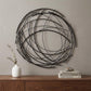26" X 26" Black Metal Abstract Lines Round Hanging Dimensional Sculpture