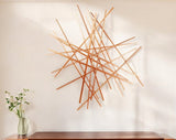 35" X 34" Rose Gold Metal Abstract Lines Hanging Dimensional Sculpture