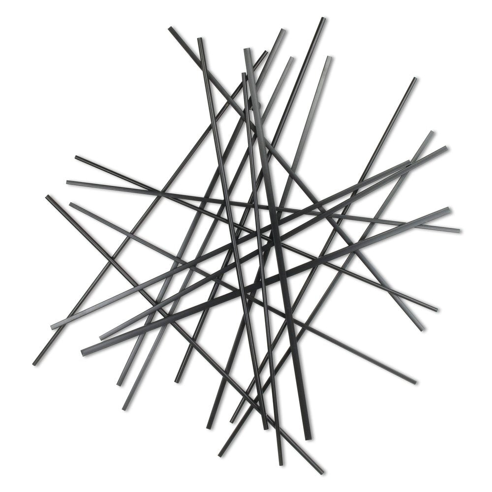 35" X 34" Black Metal Abstract Hanging Dimensional Sculpture