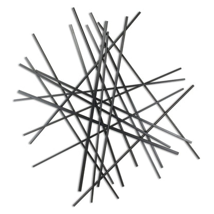 35" X 34" Black Metal Abstract Hanging Dimensional Sculpture