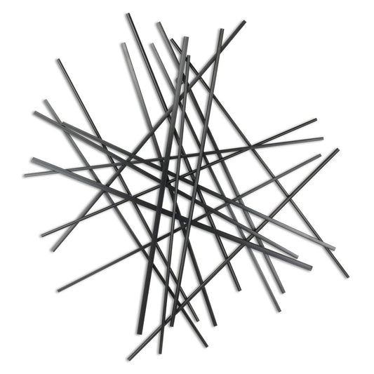 35" X 34" Black Metal Abstract Hanging Dimensional Sculpture