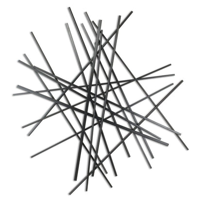 35" X 34" Black Metal Abstract Hanging Dimensional Sculpture