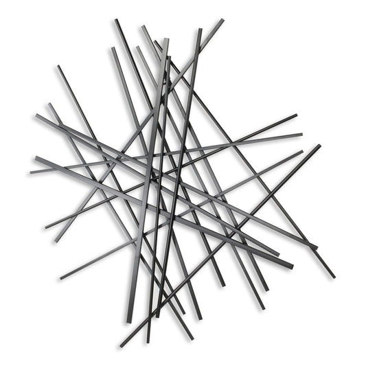 35" X 34" Black Metal Abstract Hanging Dimensional Sculpture