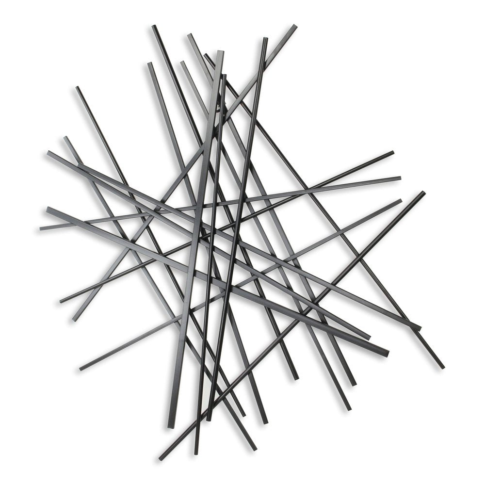 35" X 34" Black Metal Abstract Hanging Dimensional Sculpture