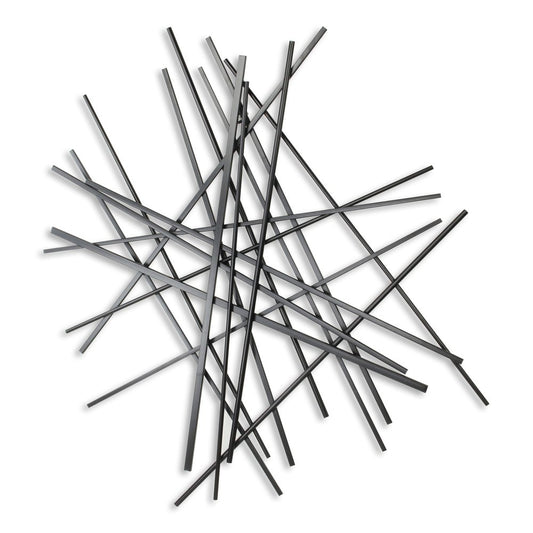 35" X 34" Black Metal Abstract Hanging Dimensional Sculpture