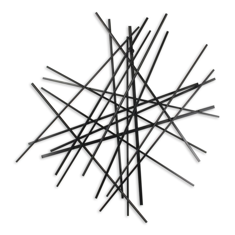 35" X 34" Black Metal Abstract Hanging Dimensional Sculpture