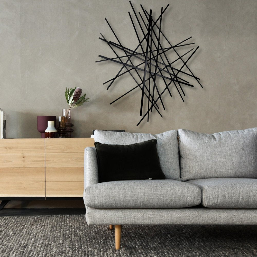 35" X 34" Black Metal Abstract Hanging Dimensional Sculpture