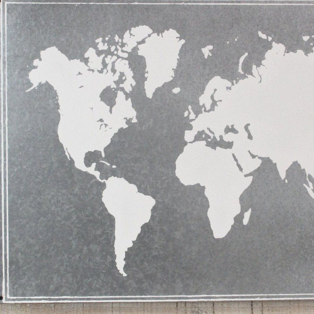 25" X 34" Brown and Gray Wood and Metal World Map Hanging Dimensional Sculpture