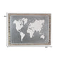 25" X 34" Brown and Gray Wood and Metal World Map Hanging Dimensional Sculpture