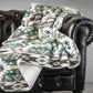 50" X 60" Ivory Gray And Green Faux Sherpa Southwestern Throw Blanket