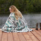 50" X 60" Ivory Gray And Green Faux Sherpa Southwestern Throw Blanket