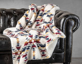 50" X 60" Blue And Off White Knitted Throw Blanket