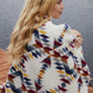 50" X 60" Blue And Off White Polyester Knitted Throw Blanket