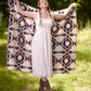 50" X 60" Blue And Off White Polyester Knitted Throw Blanket