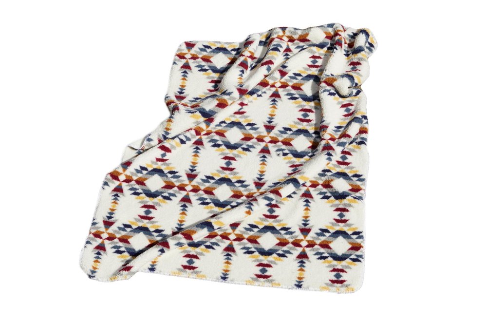 50" X 60" Blue And Off White Knitted Throw Blanket