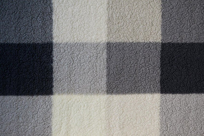 50" X 60" Gray And Ivory Faux Sherpa Plaid Throw Blanket