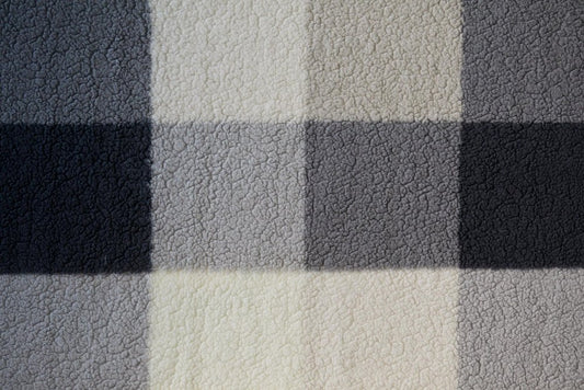 50" X 60" Gray And Ivory Faux Sherpa Plaid Throw Blanket