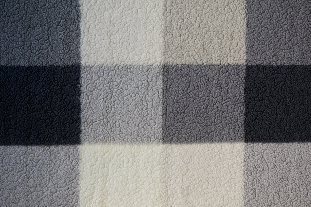 50" X 60" Gray And Ivory Faux Sherpa Plaid Throw Blanket