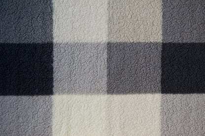 50" X 60" Gray And Ivory Faux Sherpa Plaid Throw Blanket