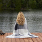 50" X 60" Gray And Ivory Faux Sherpa Plaid Throw Blanket