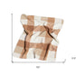 50" X 60" Ivory And Taupe Faux Sherpa Plaid Throw Blanket
