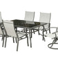 Seven Piece Black and Gray Rectangular Glass Dining Set with Six Chairs