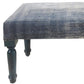 47" Blue And Cream Abstract Design Blue Leg Upholstered Bench