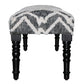 47" Gray And White Geometric Cotton Upholstered Distressed Bench