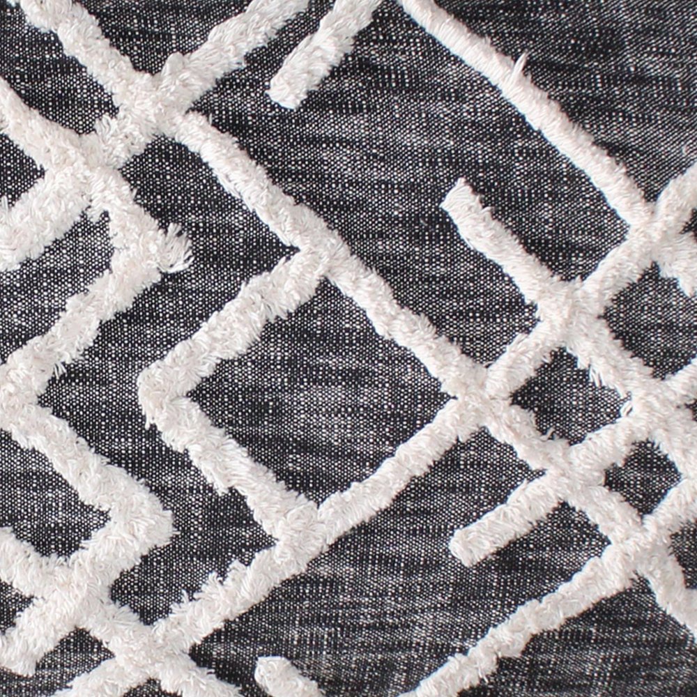 47" Gray And White Geometric Cotton Upholstered Distressed Bench