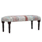 47" Ivory Red and Pink Black Leg Chevron Stripe Upholstered Bench