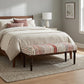 47" Ivory Red and Pink Black Leg Chevron Stripe Upholstered Bench