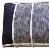 47" Blue And Gray Textural White Leg Upholstered Bench