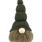 14" Green Chunky Knit Hat Fabric Sitting Gnome Sculpture