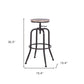 Set of Two Natural And Black Solid Wood And Steel Swivel Backless Counter Height Bar Chairs