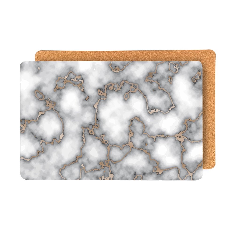 12" X 18" Gray And Gold Abstract Agglomerated cork Placemats