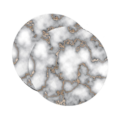 15" Set of Two Gold And Gray Abstract Round Placemats