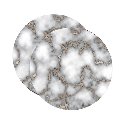 15" Set of Two Gold And Gray Abstract Round Placemats