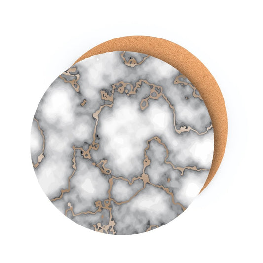 15" Set of Two Gold And Gray Abstract Round Placemats