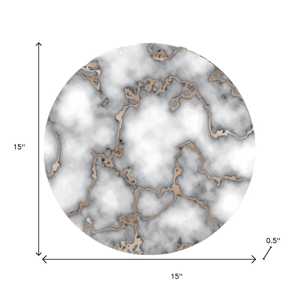 15" Set of Two Gold And Gray Abstract Round Placemats