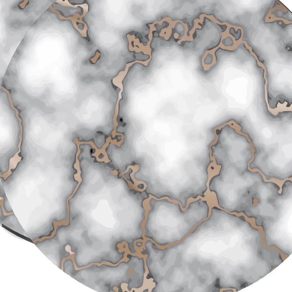 15" Set of Two Gold And Gray Abstract Round Placemats