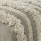 47" Cream Textural Boho Stripe Black Leg Upholstered Bench