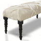 47" Cream and Black Cotton Upholstered Geometric Bench