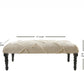 47" Cream and Black Cotton Upholstered Geometric Bench