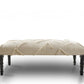 47" Cream and Black Cotton Upholstered Geometric Bench